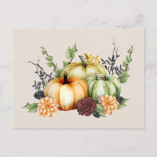Aquarel Pompoenen Briefkaart (Voorkant)