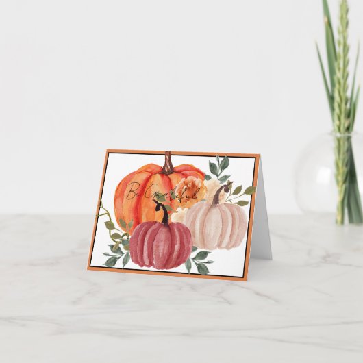 Aquarel pompoenen met aangepaste tekst bedankkaart (Voorkant)