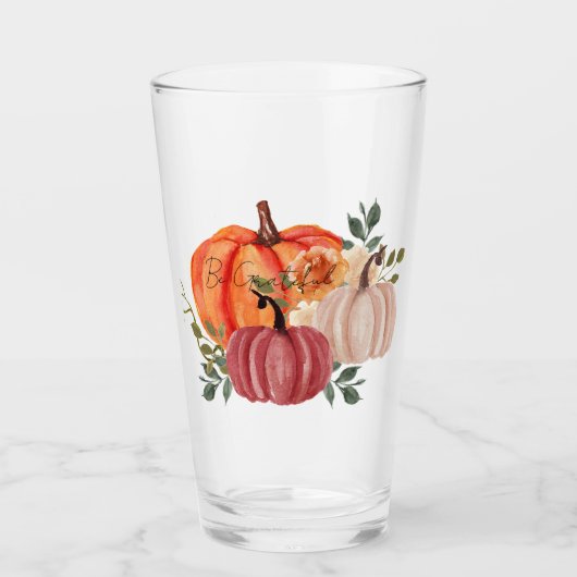 Aquarel pompoenen met aangepaste tekst glas (Voorkant)