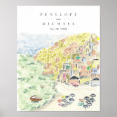 Aquarel Positano Italië Destination Wedding Poster (Voorkant)