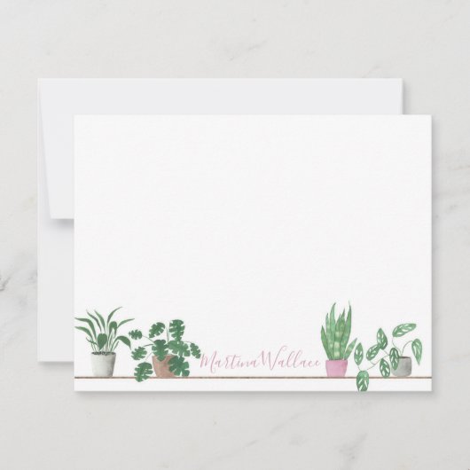 Aquarel Potplanten Briefkaart (Voorkant)