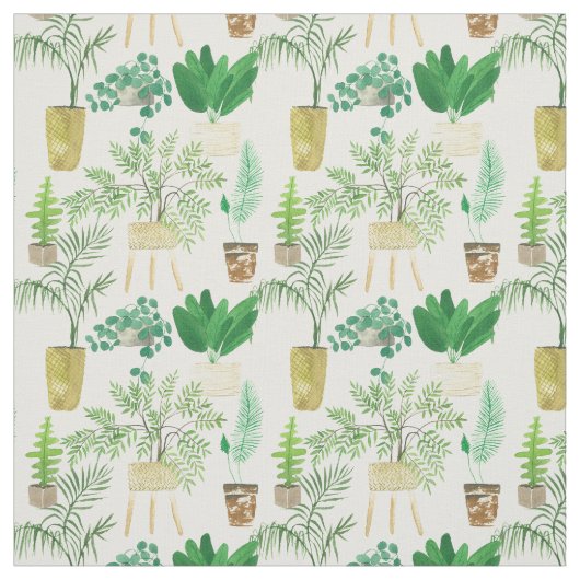 Aquarel Potplanten Stof (Swatch)