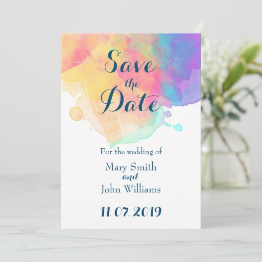 Aquarel pret Save the date Kaart (Staand voorkant)