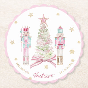 Aquarel Prettig Kerstmis Notenkraker ballet roze Kartonnen Onderzetters