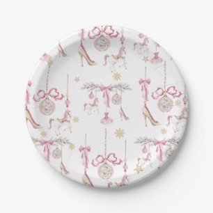 Aquarel Prettig Kerstmis Notenkraker ballet roze Papieren Bordje