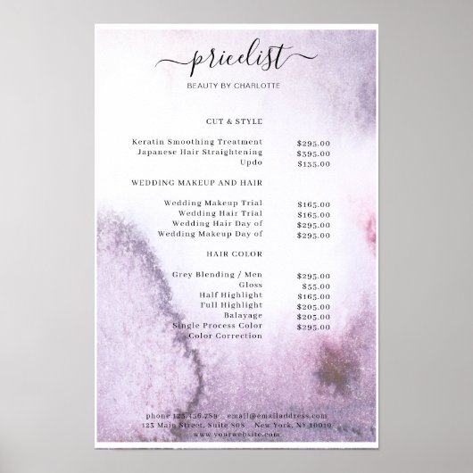 Aquarel Prijslijst Poster (Voorkant)