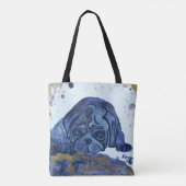 Aquarel Pug van Novy Canvas tas (Achterkant)