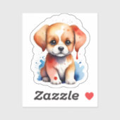 Aquarel Puppy Met Verlangen Sticker (Vel)