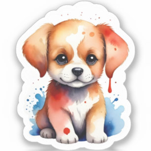 Aquarel Puppy Met Verlangen Sticker