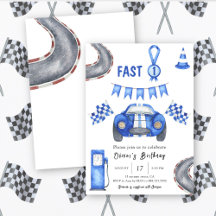 Aquarel raceauto eerste verjaardag snelle