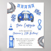 Aquarel raceauto tijdcapsule 1e verjaardag poster (Voorkant)