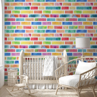 Aquarel Rainbow Brick Pattern Behang