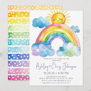 Aquarel Regenboog Baby Borrelfeest Uitnodiging
