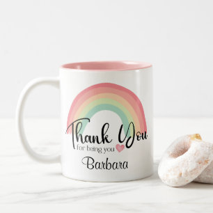 Aquarel Regenboog Bedankt Voor Wie Je Bent Tweekleurige Koffiemok