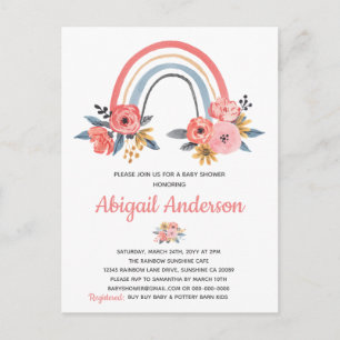 Aquarel Regenboog Bloem Baby Shower Uitnodiging