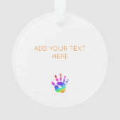 Aquarel Regenboog Handafdruk Aangepaste Tekst Ornament (achterkant)