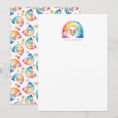 Aquarel Regenboog Persoonlijke Briefpapier Bedankkaart (Voorkant / Achterkant)