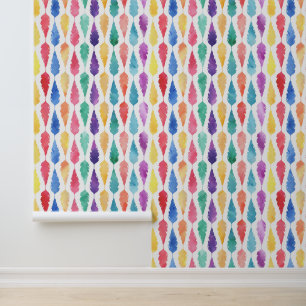 Aquarel Regenboog Veer Patroon Behang