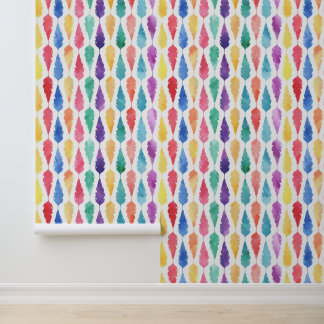 Aquarel Regenboog Veer Patroon Behang