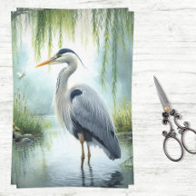 Aquarel Reiger Traurende Wilgen Decoupage
