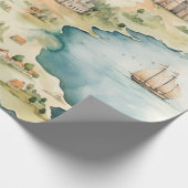Aquarel Reiskaart Cadeaupapier (Hoek)