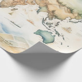 Aquarel Reiskaart Cadeaupapier (Hoek)