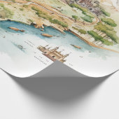 Aquarel Reiskaart Cadeaupapier (Hoek)