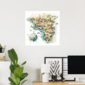 Aquarel Reiskaart Poster (Thuiskantoor)