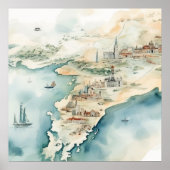 Aquarel Reiskaart Poster (Voorkant)