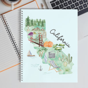 Aquarel Reiskaart Reisjournaal van Californië Notitieboek