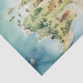 Aquarel Reiskaart Tissuepapier (Detail)