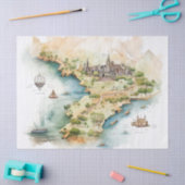 Aquarel Reiskaart Tissuepapier (Craft)