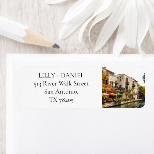 Aquarel retouradres San Antonio Etiket (Insitu)
