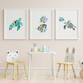 Aquarel Rifvissen en Zeeschildpadden Origineel Muurkunst Sets