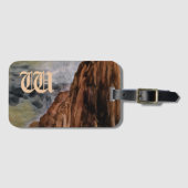 Aquarel Rocky Mountains schilderij monogram Bagagelabel (Voorkant (horizontaal))