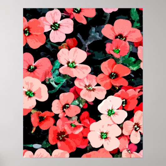 Aquarel Rode Bloem Poster (Voorkant)