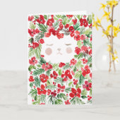 Aquarel rode Kerstbloemen ontwerp kaart (Gele Bloem)