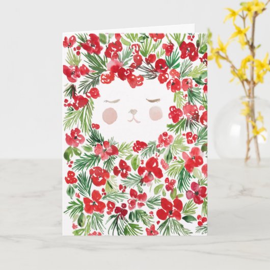 Aquarel rode Kerstbloemen ontwerp kaart (Gele Bloem)