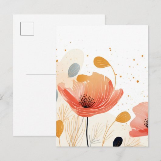 Aquarel rode klaproos schilderij briefkaart (Voorkant / Achterkant)
