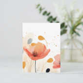 Aquarel rode klaproos schilderij briefkaart (Staand voorkant)