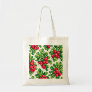 Aquarel Rode Radijs Bossen en Groene Bladeren Tote Bag