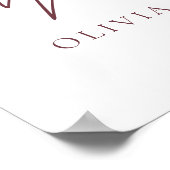 Aquarel Rode Wijn Botanisch Evenement Welkomstbord Poster (Hoek)