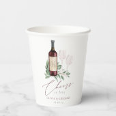 Aquarel Rode Wijn Proost op de Liefde Papieren Bekers (Achterkant)