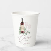 Aquarel Rode Wijn Proost op de Liefde Papieren Bekers (Voorkant)