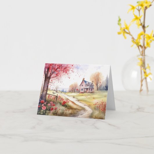 Aquarel Romantisch Kaart (Gele Bloem)