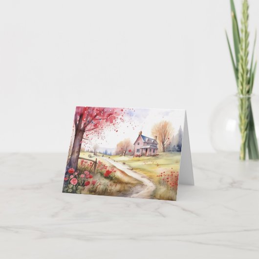 Aquarel Romantisch Kaart (Voorkant)