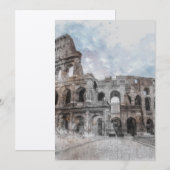 Aquarel Rome Colosseum – Elegante Italiaanse Reis Kaart (Voorkant / Achterkant)