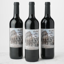 Aquarel Rome Italië Wijnlabel – Elegant op Maat