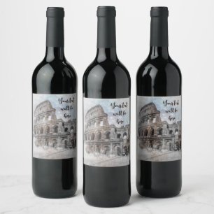 Aquarel Rome Italië Wijnlabel – Elegant op Maat Wijn Etiket