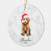 Aquarel Rood Goudkleurige Doodle Boerderij Kerstmi Keramisch Ornament (Links)